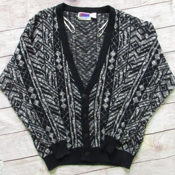 Sweater Graphix Other - Sweater Graphix Black and White Knit Cardigan